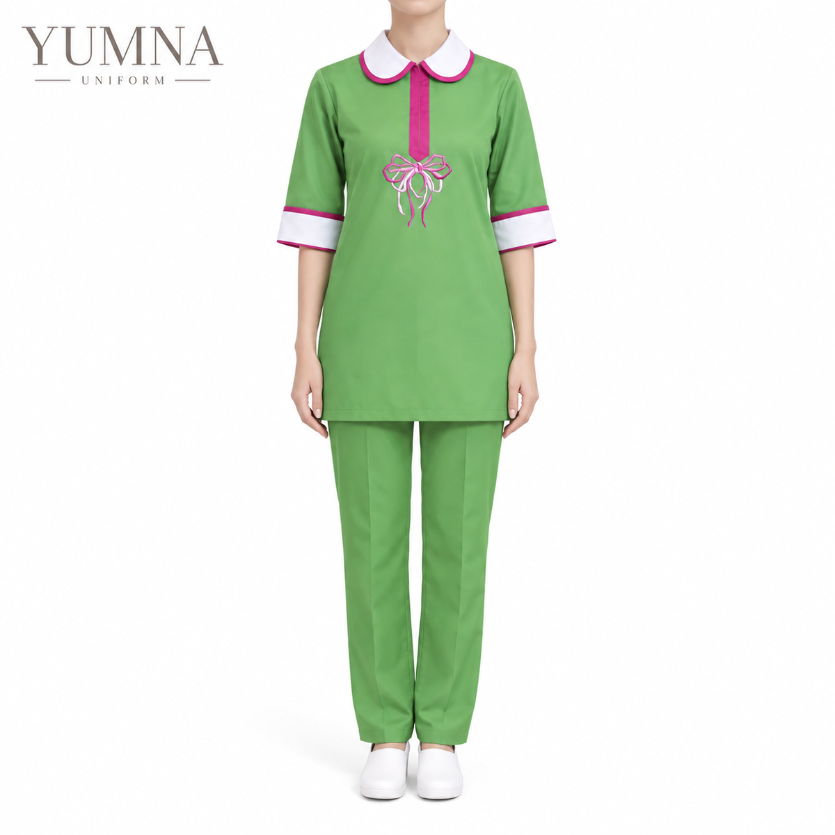 Bow Embroidered Nanny Uniform Set