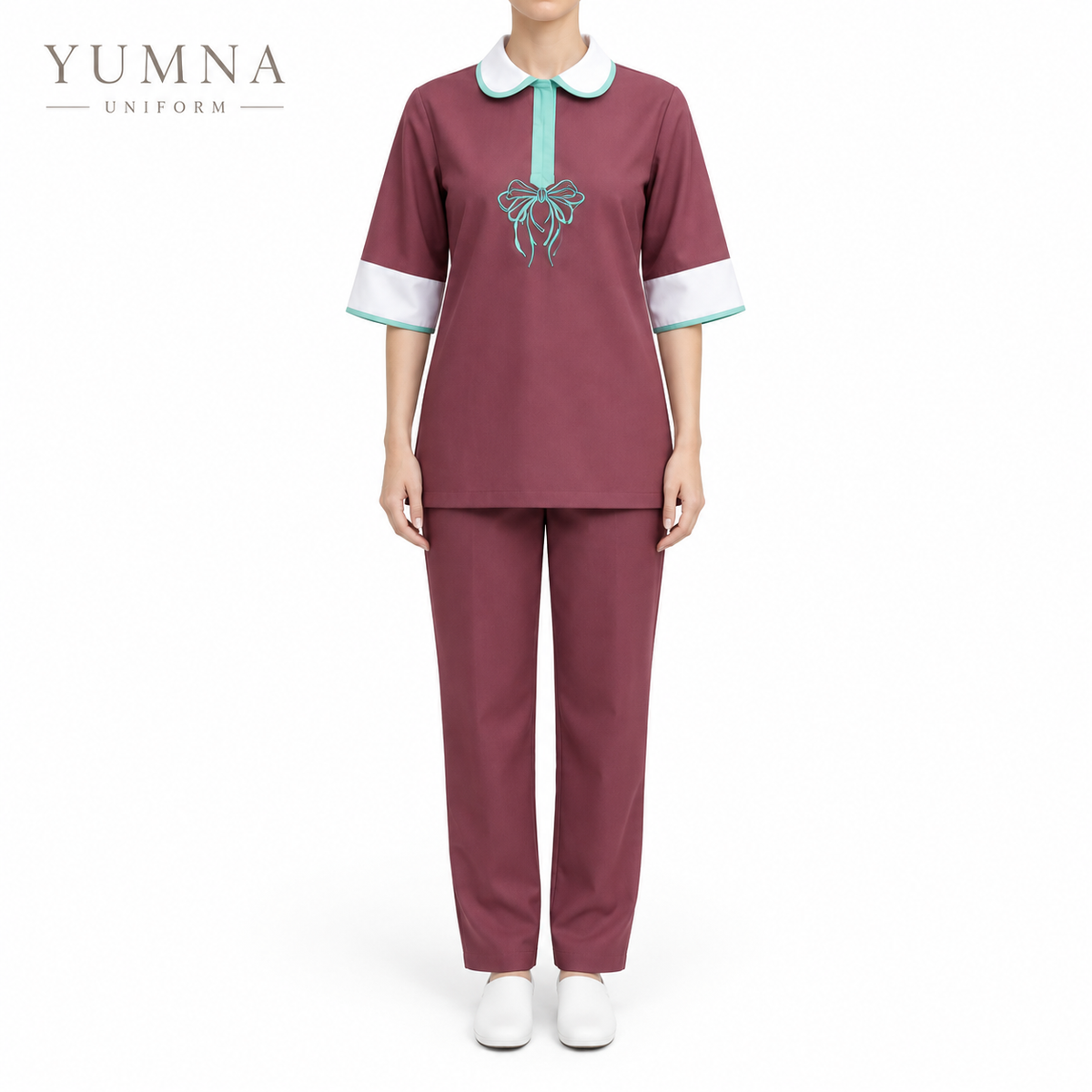 Bow Embroidered Nanny Uniform Set