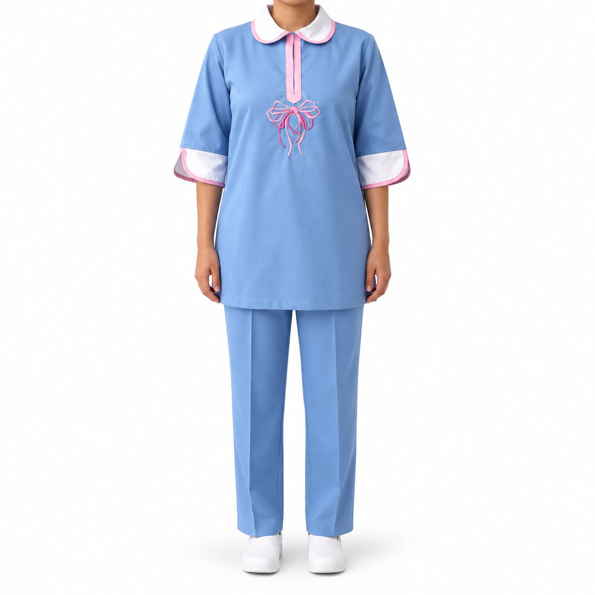 Bow Embroidered Nanny Uniform Set