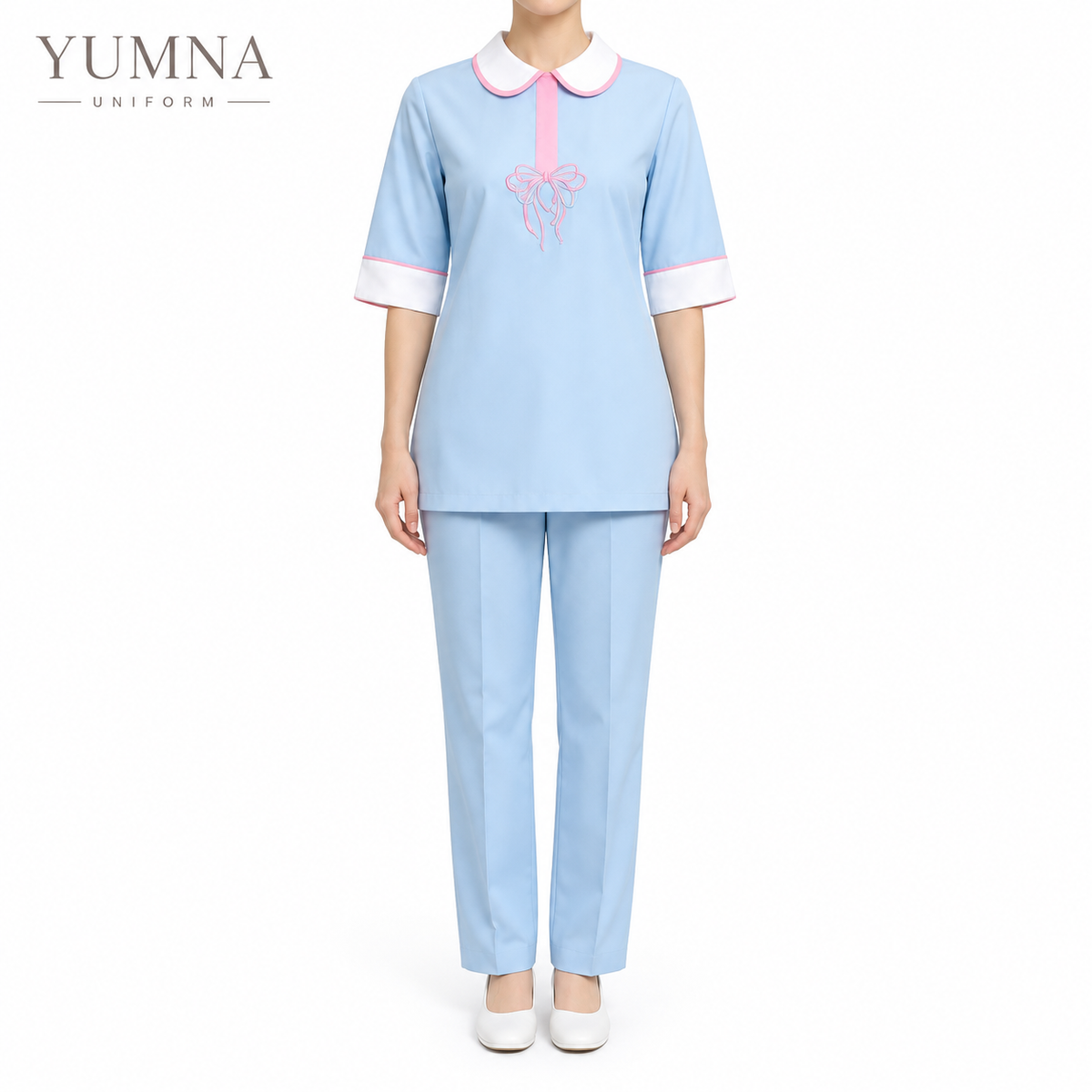 Bow Embroidered Nanny Uniform Set