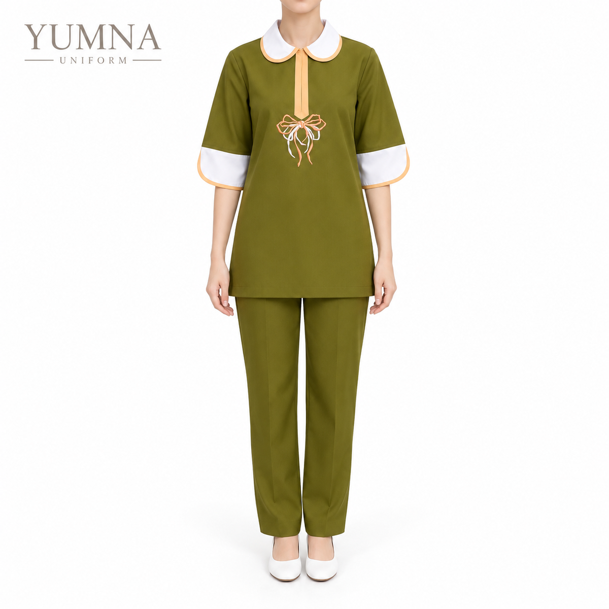 Bow Embroidered Nanny Uniform Set